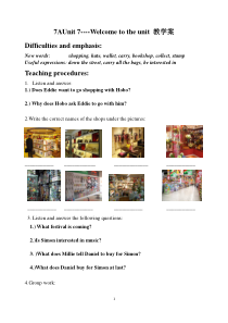 《Unit 7 Shopping Welcome to the unit》教学设计10-七年级上册英语【牛津译林版】