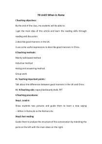 《Unit 5 Good manners Reading 1 When in Rome》教案8-八年级下册英语【牛津译林版】