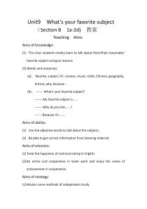 《Unit 9 What’s your favorite subject Section B 1a-1d》教案设计3-七年级上册新课标英语【人教版】