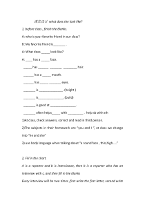 《Unit 2 Topic 2 What does she look like》教案设计1-七年级上册英语仁爱（科普版）