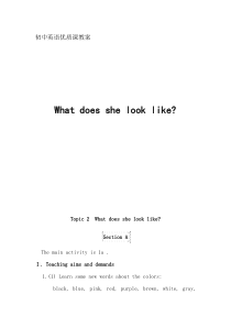 《Unit 2 Topic 2 What does she look like》教学设计1-七年级上册英语仁爱（科普版）
