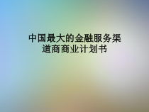 中国最大的金融服务渠道商商业计划书课件