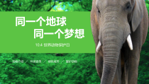 PPT模板：同一个地球同一个梦想10月4日世界动物保护日课件