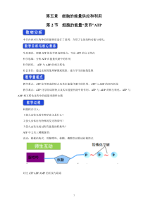高中生物必修一《第2节 细胞的能量“货币”ATP》教学设计-统编人教版