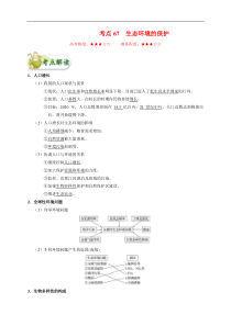 高考生物一轮复习考点一遍过考点67 生态环境的保护(含解析)