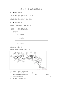 《第二节 信息的传递》导学案-冀少儿版生物七年级下册