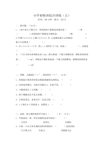 北师大版数学六年级下册小升初特训综合训练（五）（无答案）