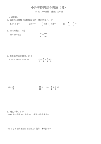 北师大版数学六年级下册小升初特训综合训练（四）（无答案）