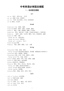 初中英语中考必背固定搭配（31组动词固定搭配+17组介词固定搭配）