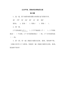 冀教版数学四年级上册《认识平角、周角和各种角的关系》课后习题2