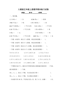 人教版五年级上学期数学期末试题5