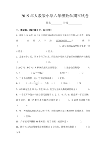 人教版小学六年级数学下册期末试卷(11)