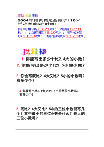 沪教版数学（五四制）四年级下册《小数的大小比较》课后习题