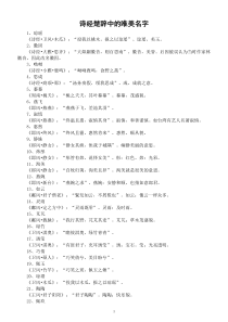 高中语文高考复习杂资料诗经楚辞中的唯美名字（共150个）