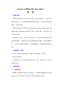 川教版英语四年级下册《Lesson 4 What Do You Like？》优质课教案3
