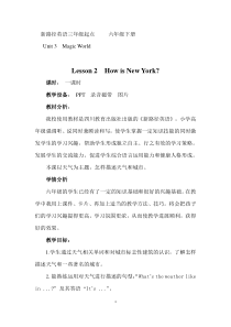 川教版英语六年级下册《Lesson 2 How Is New York？》精品教案1