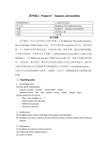 沪教版英语四年级上册《Project 4》集体备课教案2