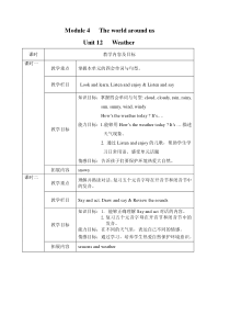 沪教版英语四年级上册《Unit 12 Weather》精品教案