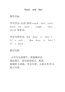 沪教版英语四年级下册《Unit 1 Touch and feel》公开课教案4