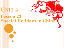 冀教版（一起）英语六年级上册《Unit 4 Lesson 23 Special Holidays in China》PPT课件 (共20页)