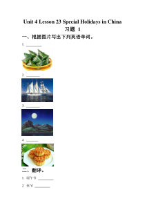 冀教版（一起）英语六年级上册《Unit 4 Lesson 23 Special Holidays in China》一课一练 (无答案)