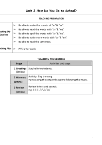 教科版（EEC）英语五年级上册《Unit 2 How Do You Go to School Period 4》优质教学设计1