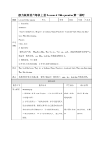 接力版英语六年级上册《Lesson 6 I like pandas!》集体备课教案1