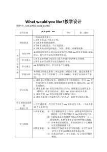 科普版英语五年级上册《Lesson 7 What would you like？》教案1