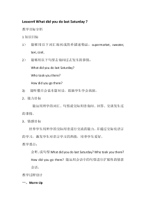 科普版英语六年级下册《Lesson 4 What did you do last Saturday？》精品教案4