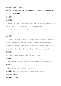 辽师大版英语四上《Unit 6 It’s on your head》教案6