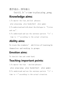 辽师大版英语四上《Unit 11 It’s time to play ping-pong》教案8