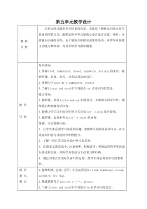 辽师大版英语五上《Unit 5 Pass me a hamburger, please》教案7