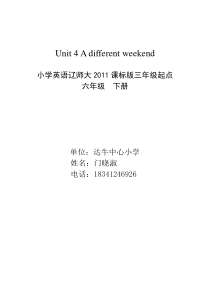 辽师大版英语六下《Unit 4 A different weekend》教案3