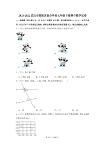 武汉市黄陂区部分学校2021-2022七年级初一下学期期中数学试卷+答案