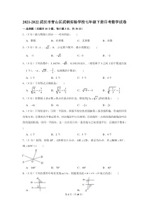 武汉市青山区武钢实验学校2021-2022七年级初一下学期3月数学月考试卷+答案