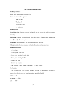 湘鲁版英语三年级下册《Unit 5 Pass me the milk,please Section A》教学设计2