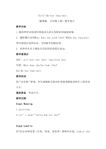 湘鲁版英语五年级上册《Unit 3 She has long hair Section A》精品教案3