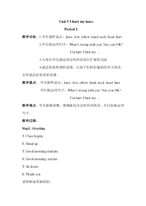 湘鲁版英语六年级上册《Unit 5 I hurt my knee Section A》教案设计1