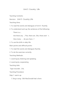 鲁科版英语（五四制）五下《Unit 5  Country  Life》单元复习教案