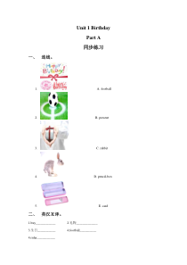闽教版英语三年级下册《Unit 1 Birthday Part A 》一课一练3（含答案）