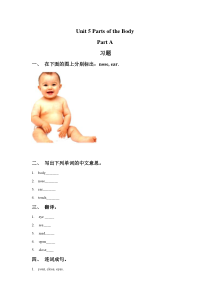 闽教版英语三年级下册《unit 5 Parts of the Body PartA》一课一练（含答案）