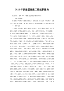 2022年抓基层党建工作述职报告范文