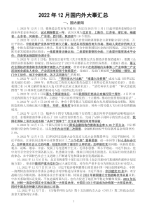 高中政治2022年12月国内外大事汇总