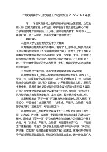 二级党组织书记抓党建工作述职报告2022-2023年度