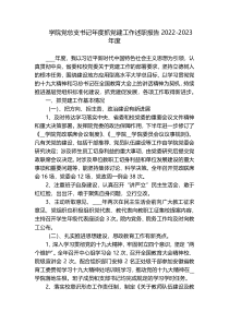 学院党总支书记年度抓党建工作述职报告2022-2023年度