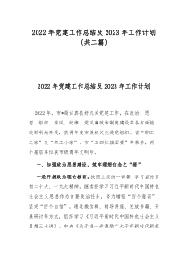 2022年党建工作总结及2023年工作计划共二篇