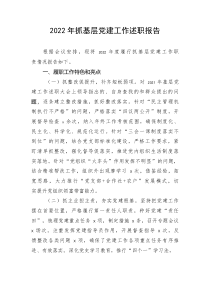 2022年抓基层党建工作述职报告