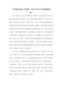 乡村振兴驻村工作队第一书记2022年工作述职报告2篇