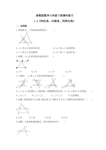 浙教版数学七年级下册课时练习1.2《同位角、内错角、同旁内角》(含答案)