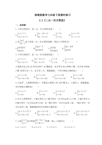 浙教版数学七年级下册课时练习2.2《二元一次方程组》(含答案)